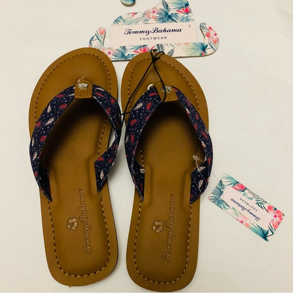 New TOMMY BAHAMA Womens Logo Flip Flops Speedwell Sandals women sz 7, 9, 10 - Picture 2 of 4